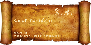 Karpf Adrián névjegykártya